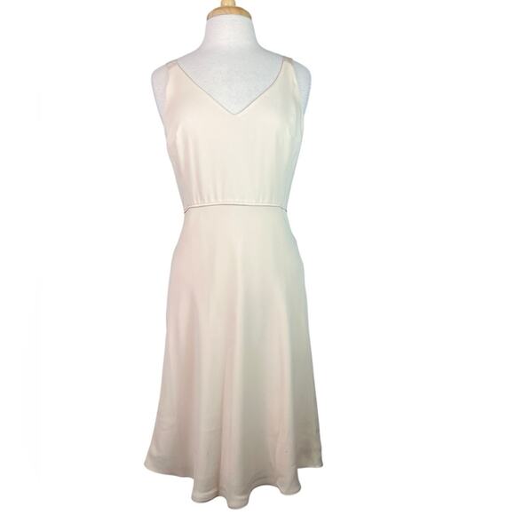 J Crew Weddings Parties Dress Womens 8 Champagne Cream Fit Flare Tea Length NWT - Picture 1 of 15